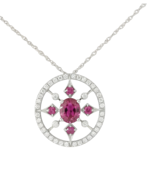 Pink Spinel Diamond Halo Pendant