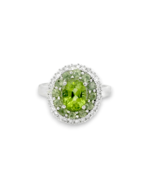 Peridot Double Halo Ring