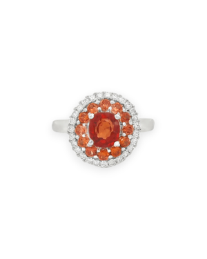 Orange Spinel Double Halo Ring